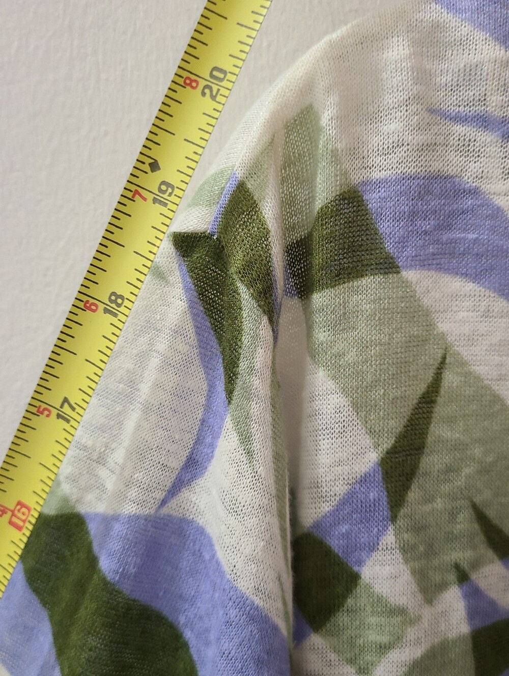 Nicole Miller NY 100% Linen Blue Green & White Print V-neck Tunic Top Sz 2X - Picture 9 of 9